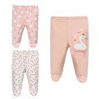 Kuğu Baskılı Tek Boy Kız Bebek Üçlü Patikli Tek Alt