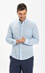 Uzun Kol Dar Kalıp Şile Bezi Erkek Gömlek Buz Mavi