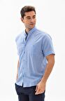 Kısa Kol Şile Bezi Hakim Yaka Erkek Gömlek Mavi 30