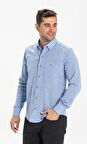 Uzun Kol Dar Kalıp Şile Bezi Erkek Gömlek Mavi 303