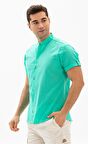 Kısa Kol Şile Bezi Bodrum Erkek Gömlek Su Yeşili 3