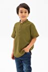Kısa Kol Şile Bezi Bodrum Erkek Çocuk Tshirt Haki 3049