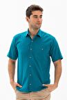 Kısa Kol Şile Bezi Erkek Gömlek Petrol 3053