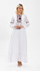 Uzun Kol  Şile Bezi Seher Uzun Elbise Beyaz