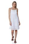 Askılı Şile Bezi Eda Kısa Elbise Beyaz