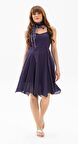 Kolsuz Vual Emel Kısa Elbise Mor