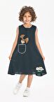 Ece Şile Bezi Kız Çocuk Elbise Petrol Ptrl