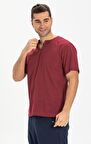Kısa Kol Şile Bezi Bisiklet Yaka Erkek Tshirt Koyu