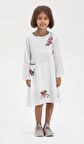 Uzun Kol Şile Bezi Burçak Çocuk Elbise Beyaz Byz