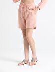 Müslin İnci Bağlamalı Şort Pudra Pdr