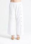 İzel Müslin Yırtmaçlı Pantolon Beyaz Byz