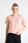 Kısa Kol Müslin İzel Bluz Pudra Pdr