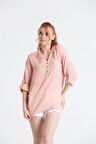 Uzun Kol Müslin Asu Bluz Pudra Pdr