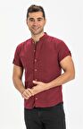 Kısa Kol Şile Bezi Bodrum Erkek Gömlek Koyu Bordo 3068