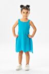 Askılı Vual Emel Yazlık Çocuk Elbise Turkuaz Trkz