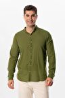 Uzun Kol Poplin Ege Erkek Yazlık Gömlek Haki Hk