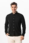 Ada Şile Bezi Uzun Kol Yazlık Erkek Gömlek Siyah 3003