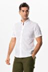 Ada Şile Bezi Kısa Kol Yazlık Erkek Gömlek Beyaz 3001