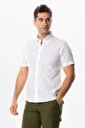 Ada Şile Bezi Kısa Kol Yazlık Erkek Gömlek Beyaz 3001