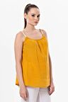 Askılı Alaçatı Yazlık Müslin Bluz Hardal Hrd