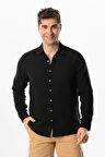Uzun Kol Müslin Yazlık Erkek Gömlek Siyah Syh