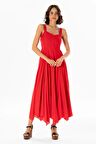 Askılı Vual Emel Uzun Yazlık Elbise Kırmızı Krmz