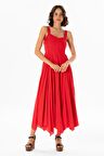 Askılı Vual Emel Uzun Yazlık Elbise Kırmızı Krmz