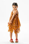 Afrodit Vual Yazlık Çocuk Elbise Koyu Hardal 6202