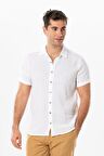 Kısa Kol Erkek Yazlık Müslin Gömlek Beyaz Byz