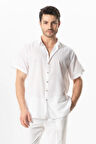Kısa Kol Poplin Akdeniz Erkek Yazlık Gömlek Beyaz Byz