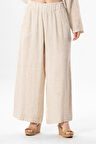 Beli Lastikli Ezgi Müslin Yazlık Pantolon Krem Krm