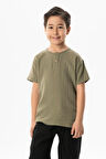 Kısa Kol Batı Cep Detaylı Yazlık Müslin Erkek Çocuk Tshirt Haki Hk