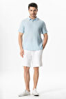 Kısa Kol Polo Yaka Müslin Yazlık Tshirt Buz Mavi Bmv