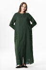 Uzun Kol Vual Tülay Nervürlü Yazlık Ferace Yeşil Ysl
