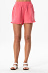 Beli Lastikli Duru Fırfır Detaylı Müslin Yazlık Kısa Şort Pembe Pmb