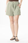 İnci Bağlamalı Yazlık Müslin Şort Zeytin Yeşili Zytnysl