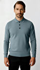 İndigo Standart Fit Dar Kalıp Polo Yaka Düz Uzun Kollu  Triko