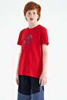 Kırmızı Nakış İşleme Detaylı O Yaka Standart Kalıp Erkek Çocuk T-Shirt - 11115 | 10-11 Yaş