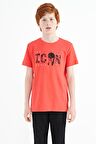 Coral Ön Yazı Nakışlı O Yaka Standart Kalıp Erkek  Çocuk T-Shirt - 11118 | 10-11 Yaş