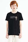 Siyah Baskı Detaylı O Yaka Standart Kalıp Erkek Çocuk T-Shirt - 11145 | 3-4 Yaş