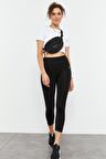 Siyah Yüksek Bel Slim Fit Dar Paça Kadın Kapri Tayt - 93097 | M