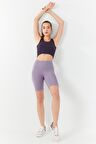Mor Basic Sıfır Kol Dar Kalıp U Yaka Kadın Crop Top - 97162 | L