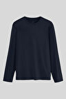 Lacivert Standart Fit Basic O Yaka Uzun Kollu İnce Erkek T-Shirt - 87997