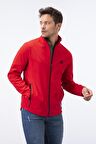 Kırmızı Fermuarlı Dik Yaka Su ve Rüzgar Geçirmez Softshell Erkek Mont - 88050 | XXL