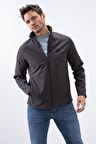 Antrasit Fermuarlı Dik Yaka Su ve Rüzgar Geçirmez Softshell Erkek Mont - 88050 | XL