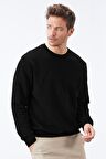 Siyah Basic O Yaka Rahat Form Erkek Sweatshirt - 88053 | L