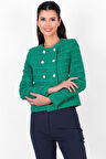 Pepper Yuvarlak Yaka Buklet Ceket YEŞİL