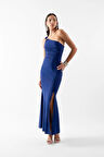 Ampilioi Tek Omuz Askılı Halka Detaylı Uzun Abiye Elbise SAKS