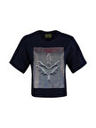 KADIN TREND HOLOGRAM BASKILI TSHIRT