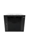 9u 19'' 600x600mm Duvar Tipi Kabinet Tek Gövdeli Siyah 2 Yıl Üretici Garantili